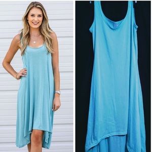 Baby blue highlow scoop neck tank top dress Easter